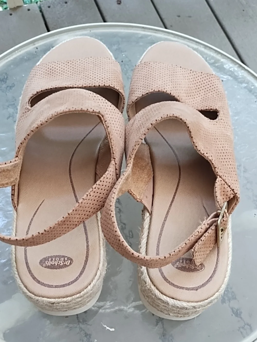 Dr Scholls Perforated Slingback Espadrille Sandals — Tan